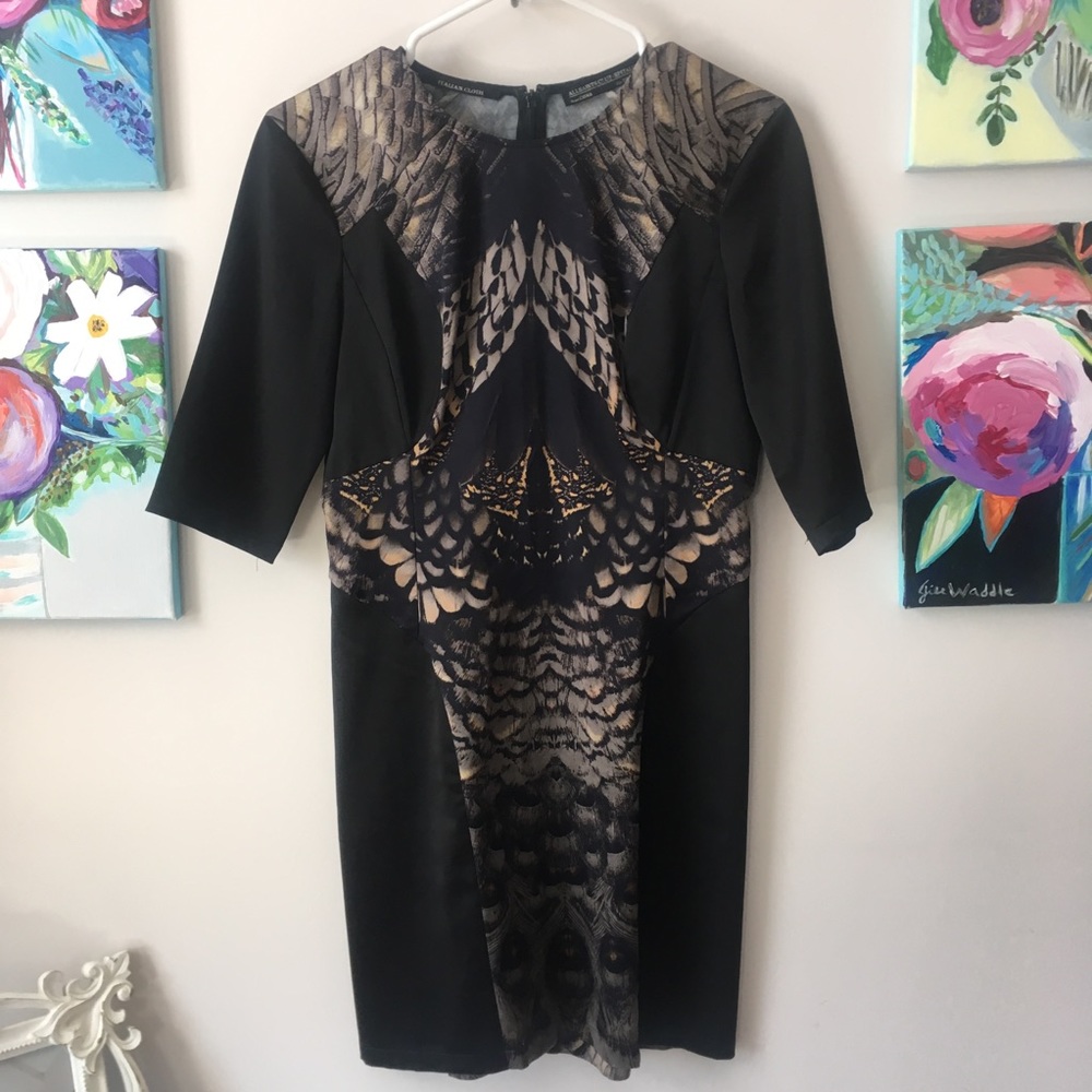 All saints feather print cocktail dress